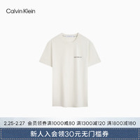 Calvin Klein Jeans24春夏男士休闲通勤撞色字母纯棉净色短袖T恤J324671 CGA-奶昔白 L