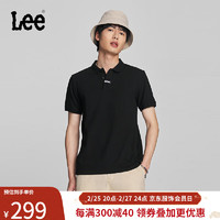 Lee 24早春标准版Logo织标男翻领短袖polo衫休闲LMT008160205 黑色 L