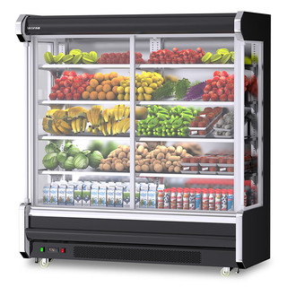 乐创（lecon）风幕柜水果保鲜柜商用超市酸奶饮料柜展示柜冷藏麻辣烫点菜柜带门风冷 LC-C-XFMG-20 2.0米带门风冷