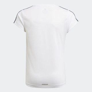 adidas 阿迪达斯 轻运动女大童装休闲上衣短袖T恤GN1456 白/传奇墨水蓝 140CM