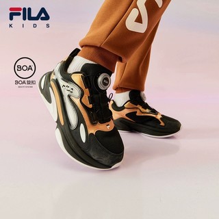 FILA KIDS斐乐童鞋儿童运动跑步鞋2023冬男女大童旋钮鲸鱼鞋 黑/斐乐白-BW 36码 36码/内长23.0cm