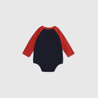 Gap婴儿2024春季纯棉小熊logo插肩袖连体衣儿童装爬服890310 海军蓝 66cm(3-6月)亚洲尺码