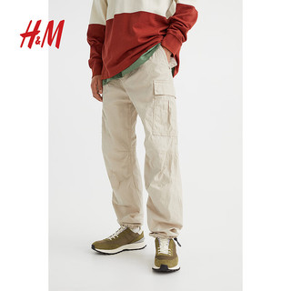 H&M 男装休闲裤2024春季多口袋工装裤ins风长裤1106189 浅米色 180/106A