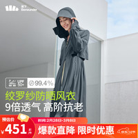 蕉下 防晒衣女长款防紫外线透气24夏季户外运动防晒服AS10324 深蓝灰 XL
