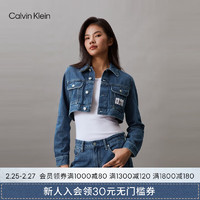 Calvin Klein Jeans24春夏女士复古简约布标纯棉短款牛仔夹克J223695 1A4-牛仔蓝 S