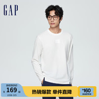 Gap男装春季2024LOGO纯棉宽松长袖T恤885504运动休闲上衣 白色 170/92A(M)亚洲尺码