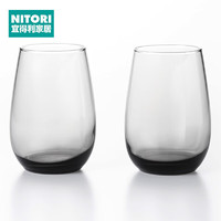 NITORI宜得利家居 厨具水具酒具玻璃水杯2只装 370ML 灰色 370ml 2只