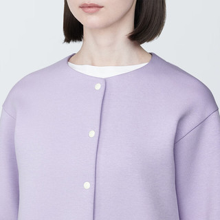 无印良品（MUJI）女式 双层织 开衫 女外套春季款 长袖 BB2OYA4S 浅紫色 M (160/84A)
