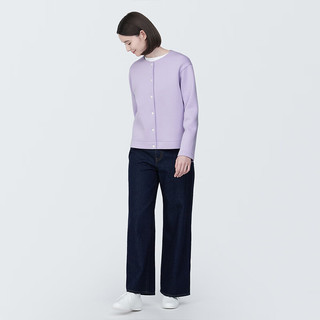 无印良品（MUJI）女式 双层织 开衫 女外套春季款 长袖 BB2OYA4S 浅紫色 M (160/84A)