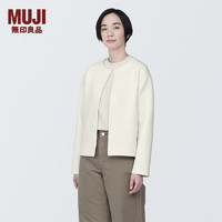 无印良品（MUJI）女式 双层织 开衫 女外套春季款 长袖 BB2OYA4S 象牙色 XS (150/76A)