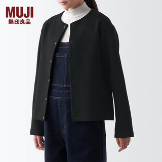 无印良品（MUJI）女式 双层织 开衫 女外套春季款 长袖 BB2OYA4S 黑色 XXL (170/96A)