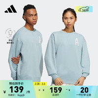 adidas 阿迪达斯 款加绒圆领长袖卫衣套头衫男女阿迪达斯轻运动 浅蓝色