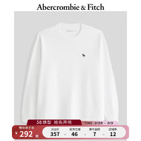 ABERCROMBIE & FITCH男装 24春小麋鹿美式纯色圆领重磅长袖T恤上衣 355502-1 白色 XL (180/116A)