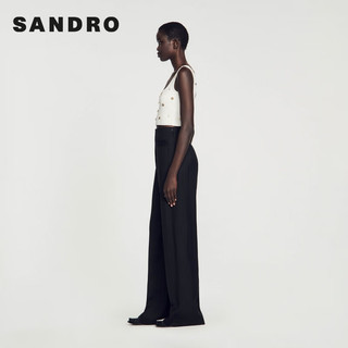 Sandro 2024早春女装法式优雅白色短款针织吊带背心SFPPU02123 10/白色 1