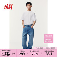 H&M男装牛仔裤2024春季丹宁风中腰低档宽松牛仔裤1130274 浅牛仔蓝011 170/84A 33