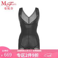 曼妮芬托胸收腹美背束腰塑身女士连体束身衣提臀修身上衣20540032 黑色 165