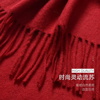 上海故事（STORYOFshanghai）本命年羊毛围巾女冬季刺绣高端保暖围脖红色礼盒装 牡丹暗红 200×35cm(含须长)