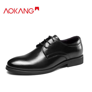 奥康（Aokang）皮鞋男英伦风男鞋系带商务正装鞋男士低帮鞋子 黑色39码