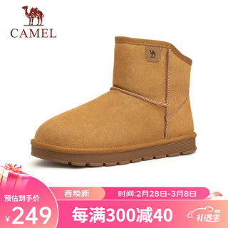 骆驼（CAMEL）男士高帮雪地靴加绒加厚保暖棉鞋 G13W223110 黄色 43 