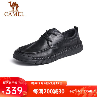 CAMEL 骆驼 牛皮革轻盈舒适商务休闲男士皮鞋 G13S297044 黑色 40