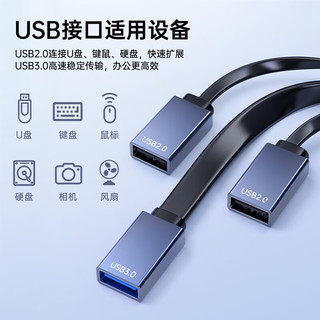 毕亚兹 弯头Type-C转接线USB3.0分线器OTG转接头高速手机U盘三合一便携扩展线华为小米苹果多合一 USB款