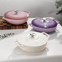 柏森优家 黑珐琅锅家用26cm焖炖锅煲汤锅汤锅铸铁锅一锅多用炒菜锅煲锅