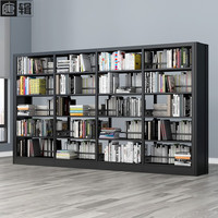 唐辑 钢制书架书柜落地学校图书馆阅览室档案架 黑色双面五层一列四 一列四组双面五层（黑色）