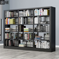 唐辑 钢制书架书柜落地学校图书馆阅览室家用档案架 黑色双面五层三组 一列三组双面五层（黑色）