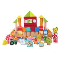 88VIP：Hape 德国hape木制拼搭积木1-3岁男孩女孩益智玩具65粒农场小镇礼物1盒