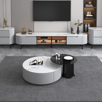 LANGXIANG 浪翔 茶几电视柜组合客厅落地2023最新款现代简约轻奢岩板电视机柜 大小圆茶几 颜色备注