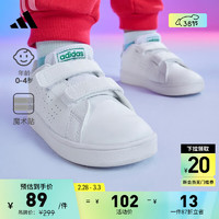 adidas ADVANTAGE CF魔术贴学步鞋小白鞋男婴童阿迪达斯轻运动 白/绿 24(140mm)