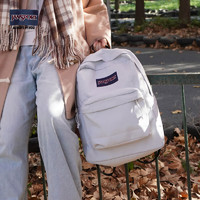 JANSPORT 杰斯伯 双肩包男背书包女休闲学生校园电脑包 4QUT88T初雪/奶灰白