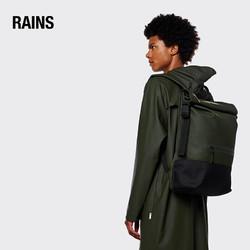 RAINS 双肩包电脑包书包卷顶背包 Buckle Rolltop Rucksack 绿色
