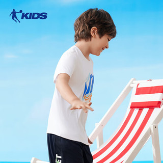 乔丹（QIAODAN）童装儿童t恤短袖男大童夏季速干衣款薄运动上衣-120CM 白色