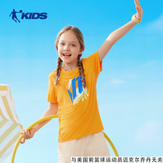 乔丹（QIAODAN）童装儿童t恤短袖男大童夏季速干衣款薄运动上衣-160CM 琥珀橙
