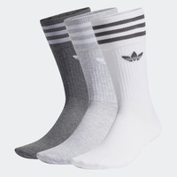 adidas 阿迪达斯 经典舒适三双装三条纹运动袜子男女阿迪达斯官方三叶草 白色/中灰色/深麻灰 3942