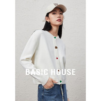 Basic House/百家好穿搭百搭时尚气质宽松毛衣针织开衫女春季2024外塔 白色 M105-125斤