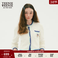 Teenie Weenie小熊女装2024春装小香风短款针织开衫设计感外套 象牙白 170/L