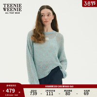 Teenie Weenie小熊2024春装段染镂空套头毛衣宽松慵懒针织衫女 绿色 170/L