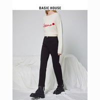 BASICHOUSE 百家好 Basic House/百家好直筒铅笔裤女小个子2023秋季爆款高腰牛仔裤