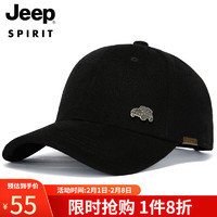 Jeep 吉普 帽子男士棒球帽秋冬加厚鸭舌帽舒适保暖冬帽旅游出行时尚潮流款帽子 A0269黑色