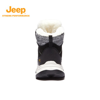 Jeep吉普男鞋雪地靴防滑棉鞋高帮加绒加厚保暖羊毛靴子男 黑色 44 