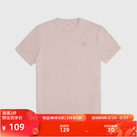 GUESS男士休闲个性薄款百搭纯色修身圆领半袖T恤短袖Z2RI11JR06K G6I4-粉色 XL