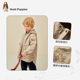 暇步士（Hush Puppies）童装儿童外套春装男童女童外套薄款舒适斜纹沙卡面料挺括有型 燕麦卡其 110cm