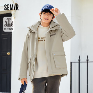 森马（Semir）棉服男冬季时尚三防科技中长款温暖舒适户外宽松外套101722112104 烟灰卡50584 XL