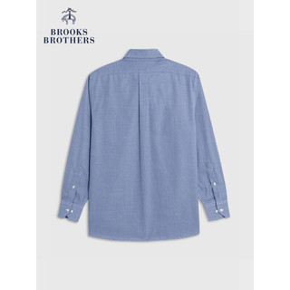 布克兄弟（BrooksBrothers）男士修身版细格纹长袖免烫正装衬衫 B435-深蓝色 17/4/H