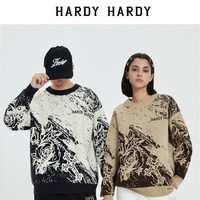 百亿补贴：HARDY HARDY 宽松复古水墨花针织毛衣男女同款毛衫上衣外套潮