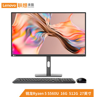 联想来酷 Lecoo一体台式机电脑27英寸高清办公商务家用（R5 5560U 16G 512G SSD Windows11 无线键鼠）黑色 27”5560U+16G+512G大屏电竞高配