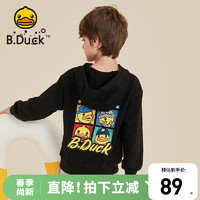 B.Duck 小黄鸭童装儿童卫衣男童春秋装上衣男孩洋气连帽衣服潮 砖石黑 120cm