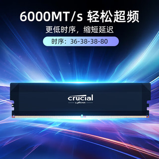 Crucial 英睿达 Pro DDR5 6000MHz 台式机内存 马甲条 黑色 32GB 16GBx2 C36